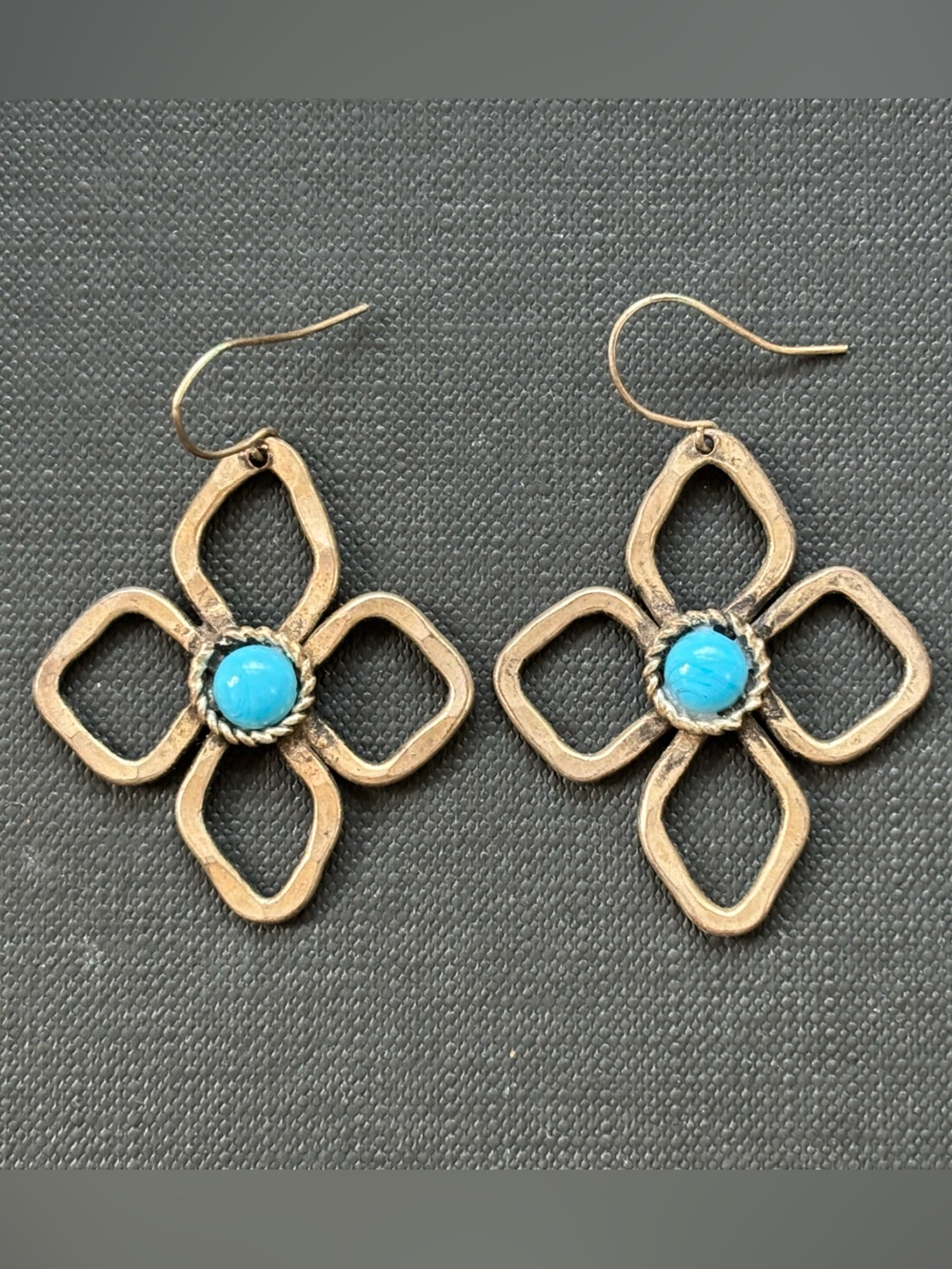 Turquoise Stone Floral Drop Earrings - Women Jewelry
